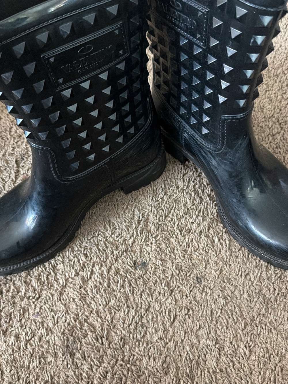 Valentino Black Studded Rain Boots